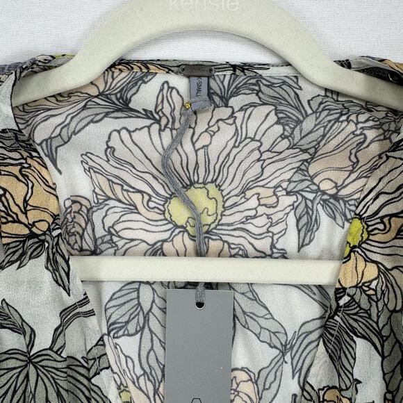 Anthropologie Blank London Dress Womens XS Gray Floral Flounce Maxi Wrap - Picture 2 of 14